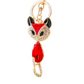 Jeweled Fox Drop Keychains in Red and Clear plus Assorted Color Option view 5