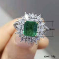 Rectangular Color Stone Halo Ring with Marquise Accents view 5