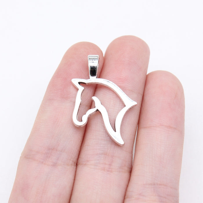 Open Horse Head Pendant in Detailed Metal Finishes for Jewelry Making