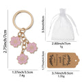 Pink Cherry Blossom Keychain With Three Metal Flower Charms view 2