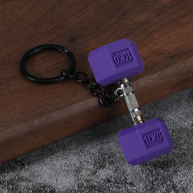 Fitness Barbell and Weight Plate Metal Keychain Gym Bag Charm