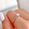 Silver Tone Round Crystal Split Shank Ring with Polished Finish view 2