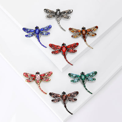 Front view of Sparkling Crystal Dragonfly brooch