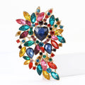 Large Multicolor Crystal Floral Cluster Brooch with Gold Tone Frame view 2