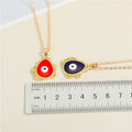 Gold Tone Ornate Teardrop Evil Eye Pendant Necklaces in Six Colors view 2