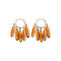 Amber Oval Crystal Cluster Silver Tone Hoop Earrings view 5