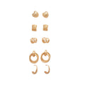 Gold Textured Heart Bow Geometric Stud Earring Five Pair view 5