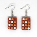 Silver Tone Brown Miniature Egg Tray Novelty Hook Earrings view 5