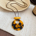 Mottled Round Resin Pendant Cord Statement Necklace view 6