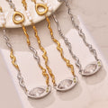 Wavy Toggle Necklace with Crystal Eye and Pearl in Three Finishes view 3
