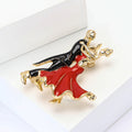 Enamel Dancing Couple Brooch Black Suit and Red Dress view 2
