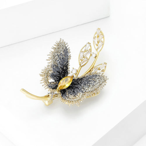 Butterfly and baguette crystal leaves