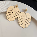 Cutout Leaf and Fan Statement Earrings with Polished Metal Tone Details view 6