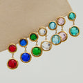 Colorful Round Glass Stone Drop Earrings Zircon Bracelets view 2