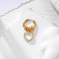 Gold Hoop Pearlized Heart Charm Earrings 3 Colors Single view 4