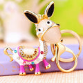 Jeweled Donkey Keychain with White Enamel and Red Leg Accents view 2