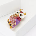 Rhinestone Owl Brooch Enamel Wings Branch Perch Pin view 3