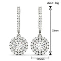 Pavé Round Drop Huggie Hoop Earrings in Silver Tone view 5