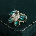 Butterfly Rhinestone Brooch Large Crystal Wings Purple Green view 4