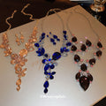 Champagne Crystal Floral Drop Necklace Set With Matching Earrings view 1