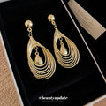 Gold Nested Teardrop Dangle Earrings with Fine Open Loops view 2