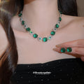 Green Cushion Crystal Flower Necklace Bracelet Earring Pieces view 2