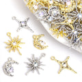 Crystal-Accented Gold Silver Moon Alloy Charms in 6 Styles view 1