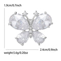 Clear Crystal Butterfly Brooch In Two Metal Tones With Polished Metal Detail view 6