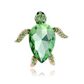 Green and Pink Crystal Turtle Rose Gold Tone Metal Brooch Pin view 6