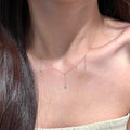 Gold Tone Y Lariat Necklace Clear Teardrop Crystal Dangles view 3