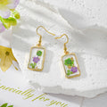 Rectangular Gold Frame Dried Flower Resin Earrings 10 Styles view 10