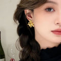 Gold Tone Sculpted Flower Cluster Stud Earrings Decorative Jewelry view 4