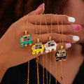 Gold Enamel Crystal Elephant Pendant Necklaces Four Colors view 3