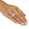 Silver Tone Interlaced Woven Crystal Statement Wide Band Ring view 3