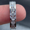 White Gold Tone Channel Set Eternity Band Finger Ring Sizes 6-10 view 2