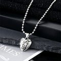 Silver Tone Cracked Heart Pendant Necklace and Huggie Earrings view 3