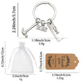 Silver Dad Hammer Ruler Multi Charm Metal Keychain Ring view 2