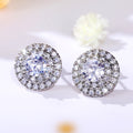 Round Cluster Stud Earrings with Layered White Stones view 4