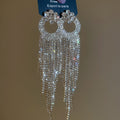 Rhinestone Circle Fringe Earrings in Four Long Designs view 6