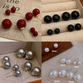 Round Pearl Look Stud Earrings in 26 Color and Size Options view 2