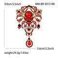 Large Glass Drop Court Brooch Gold Tone Crystal Pendant Pin view 12