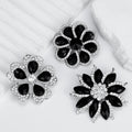 Black Silver Tone Flower Crystal Six Designs Metal Brooch Pin view 4