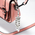 Silver Bead Loop Keychain Double Bow Pearl Heart Charms view 3