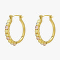 Two Tone Round Hoop Earrings with Blue and Clear Stones view 3