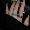Silver Double Layer Crystal Open Ring Two Piece Set view 3