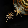 Hammered Starburst Fireworks Stud Earrings Metal Rays view 7