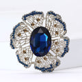 Oval Crystal Halo Brooch Pin in Green Purple or Blue view 3