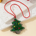 Beaded Christmas Tree Charm Pendant With Red Cord Loop view 3