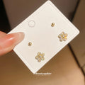 Gold Flower Crystal Stud Earring Four Piece Two Pair Set view 3