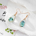 Teardrop Resin Dried Flower Wire Wrap Earrings 4 Colors view 9